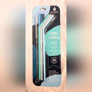 🥳*FREE WITH ANY PURCHASE! 🌟: Resuable Silicone Straw Set; Manna; BRAND NEW!